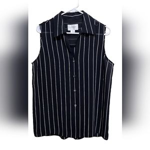 Emanuel Ungaro Vintage Sheer Black & White Striped Blouse, Size Medium